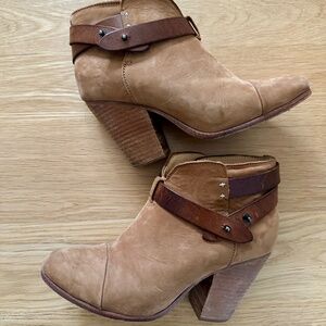 Rag & Bone Tan Suede Heeled Ankle Boots - Size 38.5
